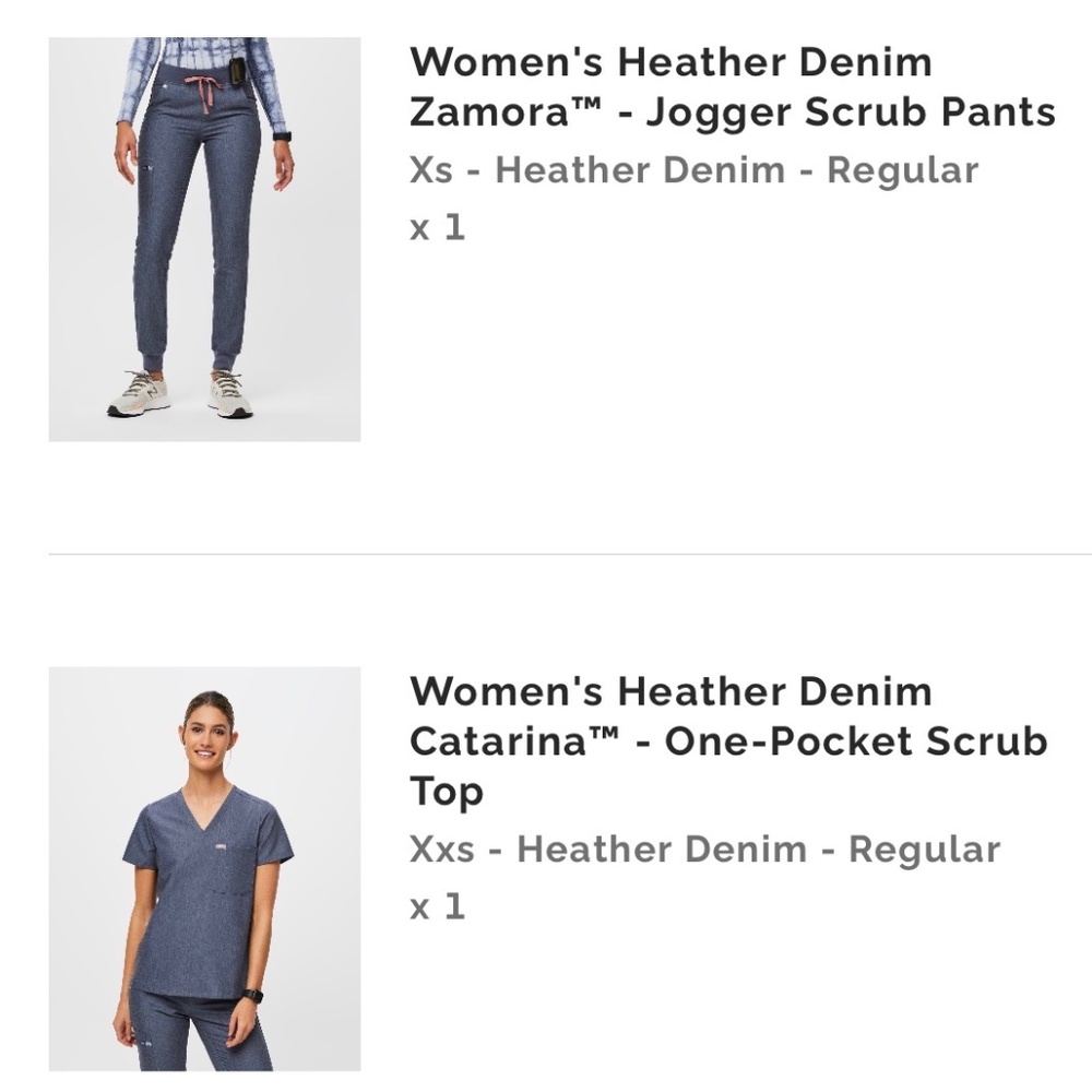 Figs Heather Denim Zamora jogger scrub set XS size